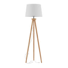Lavish Home 58 In Modern Natural Wood Oak Tripod Led Floor Lamp With White Shade Hw1000082 The Home Depot