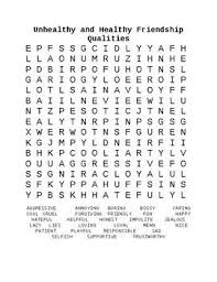 Crossword Puzzle With Unhealthy And Healthy Friendship Quality Words Solve It Yourself Before Giving It Out There Ar Healthy Friendship Unhealthy Friendship