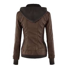 Made By Johnny Mbj Wjc664 Womens Faux Leather Jacket With Hoodie L Coffee Walmart In 2021 Faux Leather Jacket Women Leather Jackets Women Leather Jacket With Hood