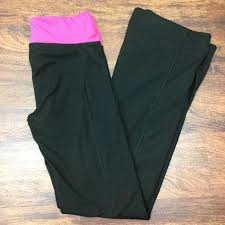 Bally Total Fitness Black Pink Mid Rise Yoga Pants