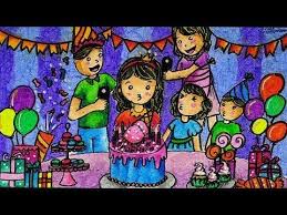 Cara Menggambar Dan Mewarnai Tema Pesta Ulang Tahun Anak Perempuan Dan Kue Ulang Tahun Youtube Gambar Simpel Cara Menggambar Tema Pesta Ulang Tahun