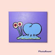 Gary the Snail Naked No Shell Cute Meme Painting 8x10 Handmade - Etsy UK