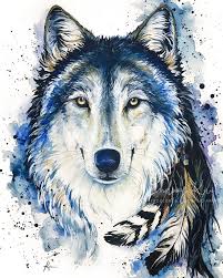 Wolf Watercolor Grey Wolf Art Print Colorful Wolf Art Feed Etsy In 2021 Spirit Animal Art Wolf Art Print Wolf Painting