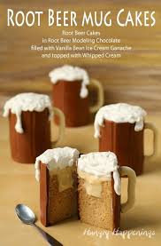 Root Beer Mug Cake Filled With Vanilla Ice Cream Ganache Recipe Beer Cake Beer Mug Cake Root Beer Cake