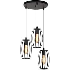 Fixtures 3 Lights Foyer Light Fixtures With Black Metal Cage Lampshade Adjustable Length 47 Ceiling Lamps For Living Room Dining Room Walmart Com Walmart Com