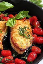 One Pan Seared Swordfish With Spicy Olive Oil Poached Tomatoes Baker By Nature Recipes Fish Recipes Man Food
