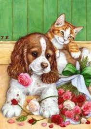benim marifetlerim kediler kopekler decoupage kedi sanati hayvan ilustrasyonlari kedi