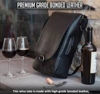 Vino2 Two Bottle Leather Wine Tote Messenger Carrier