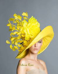 Kentucky Derby Yellow Hat Couture Derby Hat Yellow Derby Hat Spring Hat Derby Day Sombreros Mujer Sombreros Y Gorras Pamelas Y Tocados