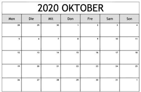 Auf dieser seite biete ich mittlerweile über 200 verschiedene kostenlose. 2020 Oktober Kalender Calendar Printables Printable Calendar Template 2020 Calendar Printable