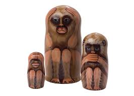 ничего не вижу ничего не слышу ничего никому не скажу Matreshka Tri Obezyany Golden Cockerel Tri Obezyany Obezyana Matreshka