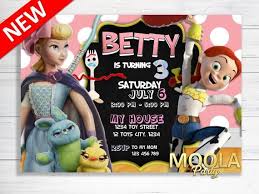Toy Story 4 Invitation Bo Peep Invitation Jessie Toy Story Invitation Toy Story Inv Toy Story Birthday Party Toy Story Invitations Toy Story Party Decorations