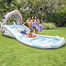 4,90 € versand happy people wasserrutsche 650 x 180 cm 77825 1. Aufblasbare Garten Wasserrutsche Party Shark Intex Wasserspass Eminza