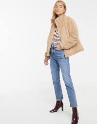 Asos faux shearling bicker jacket. New Look Faux Fur Cord Puffer Jacket In Camel Asos