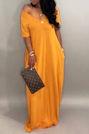 Lovely Casual Pockets Design Yellow Blending Floor Length Dress Dresses Lovelywholesale Wholesale Shoes Who Pocket Maxi Dress Maxi Dress Cheap Dresses Online