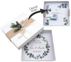 Wir haben 5 bastelideen, mit denen sie ihre geldscheine in ein kleines kunstwerk verwandeln. Geldgeschenk Verpackung Personalisiertes Geschenk Hochzeit Herz Weiss Eukalyptus
