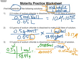 Molarity Practice Worksheet 1 3 Science Chemistry Solutions Chemistry Showme