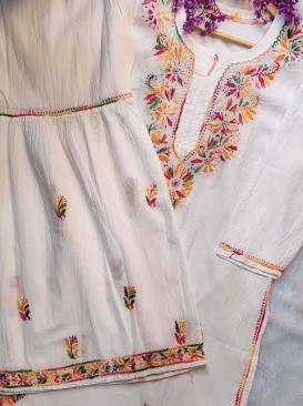 Authentic handcrafted Chikankari embroidery, AI generated