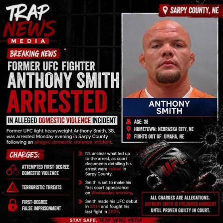 MMA Junkie | Anthony Smith has been arrested in Nebraska. | Instagram
