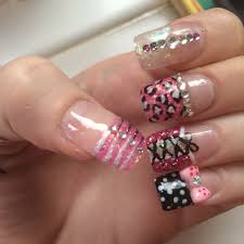 Black And White Cheetah Print Nails Pink Black White Glitter Diamonds Leopard Print Zebra Animal Print Dots Bow Nails Nail Art Acrylic Pink Nails Trendy Nails Nails