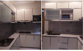 Kitchen set aluminium berwarna kombinasi putih serta ungu muda dan tua ini terbilang unik. Model Kitchen Set Aluminium 100 Gambar Terbaik Pembuatan