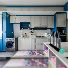 My favourite kitchen is white. Tab Gallery Vintage Style Kitchen In Blue And White Tones Featuring White Shaker Cabinets Vulcan Backsplash And Lots Of Storage Space Get Your Dream Home Done With Tab Gallery Today