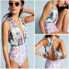 new allihop large zinnia ivory floral swimsuit