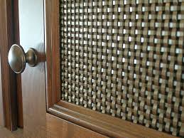 The Rich Walnut Cabinetry Of This Home Is Complemented By Banker Wire S S 16 Woven Wire Mesh That Was Finished To Metal Grill Wire Mesh Diy Kitchen Renovation