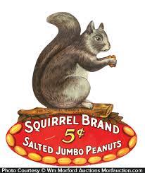 Well you're in luck, because here they come. Squirrel Peanuts Sign Antique Advertising
