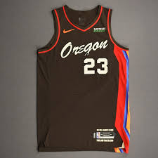 The uniforms feature a charcoal black fabric with crimson edging plus the word oregon in a cursive font on the front. Robert Covington Portland Trail Blazers Game Worn City Edition Jersey 2020 21 Nba Season Nba Auctions