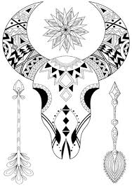 Discover our 1,500+ free adult coloring pages to download in pdf or to print : Animal Skull In Tribal Style Freehand Boho Sketch For Adult Coloring Page With Doodle Ethnic Elements Ornamental Artistic Vector Illustration For Spiritual Romantic Tattoo T Shirt Print Royalty Free Cliparts Vectors And Stock