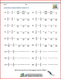 adding fractions worksheets