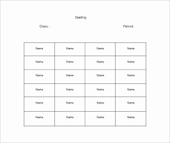 Table Seating Chart Template Free Awesome Classroom Seating