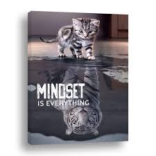 Top angebote für küche & haushalt.kostenlose lieferung möglich Motivational Canvas Wall Art 16 X24 Cat And Tiger Framed Large Wall Decor Inspirational Quotes Mindset Is Everything For Home Office Classroom Gym Print Teen Bedroom Decoration For Living Room Buy Online In Antigua And Barbuda