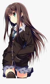 In the anime series, she appears with black hair and blue eyes. Anime Girl With Brown Hair And Blue Eyes Png Png Anime Girl Brown Hair Blue Eyes Transparent Png Transparent Png Image Pngitem