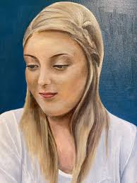 Lovely Oil Painting by Good Artist 20th Century Portrait of Beautiful Woman  in Gold Frame