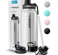 Wessper Edelstahl Trinkflasche 1L Auslaufsicher Thermosflasche BPA-Frei mit  3 Deckel | Silber Elegante Trinkflasche Sport | Isolierflasche Kinder ...