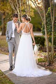 A Line Wedding Dress With Criss Cross Back Style 6971 By Stella York Learn More About Thi York Wedding Dress Halter Wedding Dress Stella York Wedding Dress