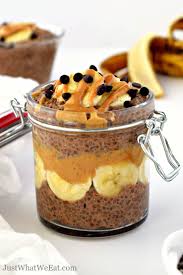 Chocolate Peanut Butter Banana Chia Pudding Gluten Free Vegan Just What We Eat Recipe Banana Chia Pudding Chia Pudding Chocolate Chia Pudding Recipes