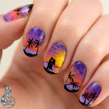 Nailzini A Nail Art Blog Lovers Beach Sunset Valentine Nail Art Nail Art Summer Beach Nail Art Ocean Nail Art