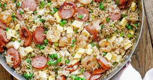 Italian And Shrimp Fried Rice I Used Italian Sausage Added Garlic Powder To Rice Old Bay To S Shrimp And Rice Recipes Shrimp And Kielbasa Recipe Fried Rice