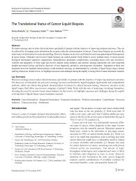 Pdf The Translational Status Of Cancer Liquid Biopsies