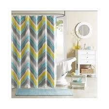 Chevron Shower Curtain Teal Blue Grey Bathroom Accessory Bath Zigzag Curtains Fabric Shower Curtains Shower Curtain Printed Shower Curtain