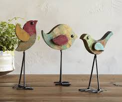 Flight Crew Birds Set Of 3 Whimsical Wooden Birds Are Washed With Vintage Color Carved Wooden Birds Bird Crafts Bird Sculpture