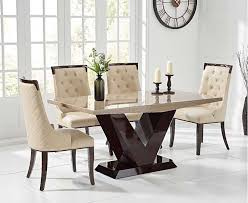 Verbier 160cm Brown V Pedestal Marble Dining Table With Angelica Chairs Dining Table Marble Marble Dining Marble Top Dining Table