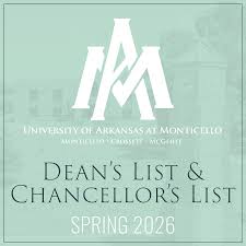UAM announces Dean’s and Chancellor’s Lists for spring 2026 semester