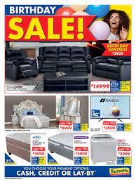 Russells is a brand of jd group, a furniture retailer making customers dream homes a reality with quality furniture and appliances at affordable prices. Russells Birthday Sale 15 Jul 11 Aug 2019 Www Guzzle Co Za