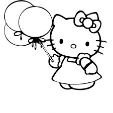 Divertiti a stampare e colorare i disegni di hello kitty la simpatica e dolce gattina con il fiocchetto sulla testa. Disegno Di Hello Kitty Con Palloncini Da Colorare Per Bambini Disegnidacolorareonline Com