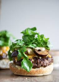 Burgers With Sauteed Mushrooms Arugula And Dijon Aioli Recipe Food Recipes Football Food