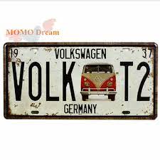 1 Pcs Volk T2 Bus Germany License Plates Vintage Art Wall Plaque Decor House Metal Painting Pub Mix Order Painting Pub Decorative Wall Plaques Retro Tin Signs